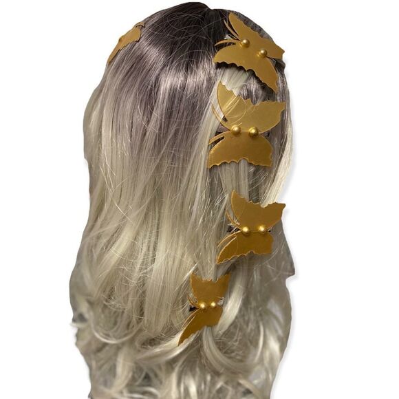 Gold Batwings Hair Clips Barrettes Set of 5PC NEW - Picture 5 of 5